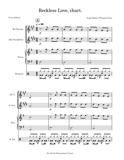 Reckless Love Chart Sheet Music For Piano Clarinet In B Flat