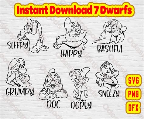 Seven Dwarfs SVG Snow White SVG Bundle Grumpy Svg Dwarfs Etsy Canada