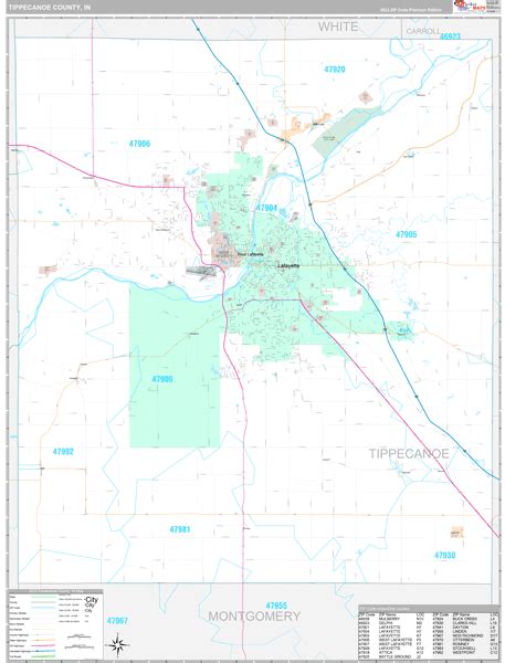 Tippecanoe County In Wall Map Premium Style By Marketmaps Mapsales