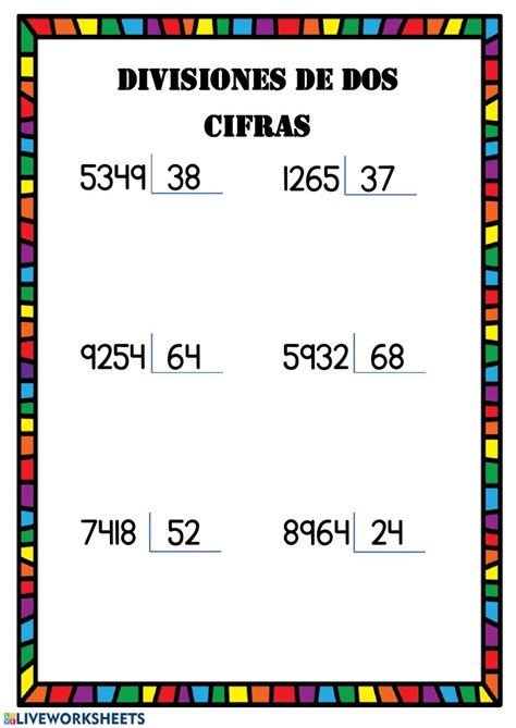 Divisiones De Dos Cifras Worksheet In 2023 Math Activities Preschool Math Worksheets Math
