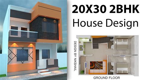 600 Sqft House Plan With 3d Elevation 20x30 House Design 2bkh House