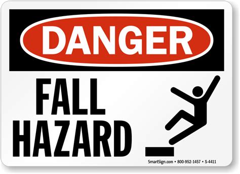Fall Hazard Trip Fall Danger Sign Ships Fast And Free Sku S 4411