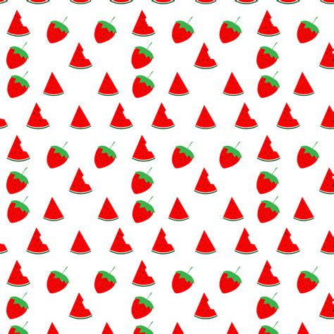 Watermelon And Strawberry Seamless Pattern Design On White