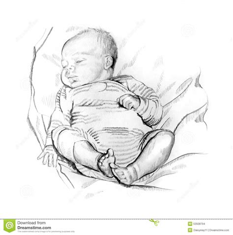 Baby sleeping stock photos and images. Pencil Drawing Of Sleeping Baby Stock Illustration - Image ...