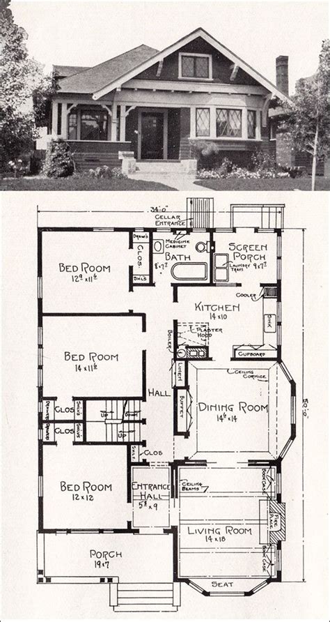 Plan No R 856 C 1918 Cottage House Plan By A E Stillwell Vintage