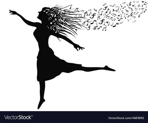 Woman Dancing With Music Note Royalty Free Vector Image