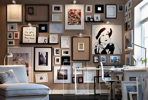 Gallery art wall Monochrome framed collection of sketches and art living modern | Interior ...