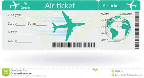 Flugtickets als einladung gutschein basteln reise, einladung. Variant of air ticket stock vector. Illustration of isolated - 44456194