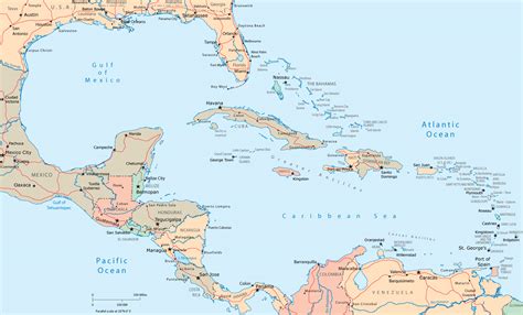 Map Of Central America And The Caribbean