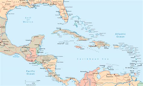 Map of Central America and The Caribbean