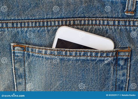 Smart Phone In The Back Pocket Of Jeans Stock Image Image Of Slim