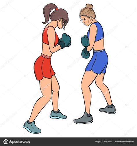 Woman Boxing Girls Sparring Vector Illustration Stock Vector Image By