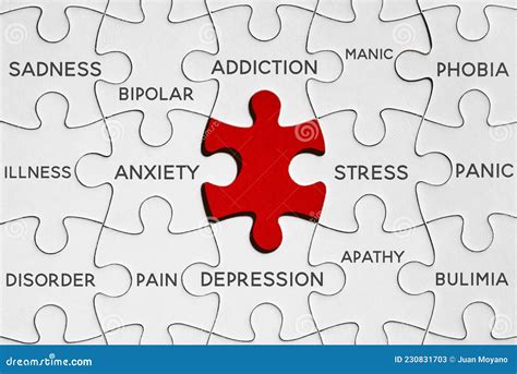 Puzzle with Mental Health Terms and Red Gap Stock Image - Image of