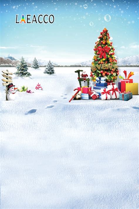 Laeacco Christmas Tree Chrismas T Snowman Winter Snow Scenery Vinyl