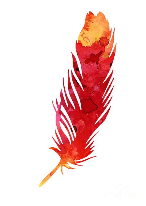 Red Abstract Feather Large Poster Painting By Joanna Szmerdt Fine Art