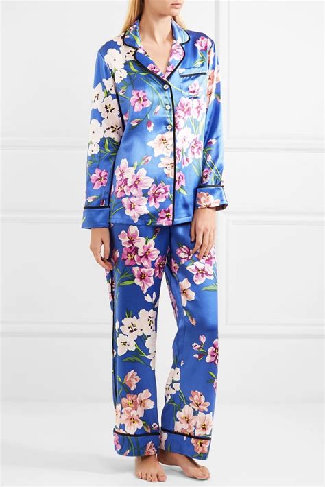 Olivia Von Halle Lila Floral Print Pajama Set Chrissy Teigens Floral