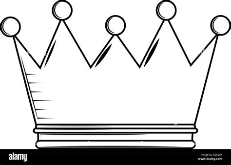 Corona Rey Caricatura En Blanco Y Negro Ilustración Vectorial Diseño