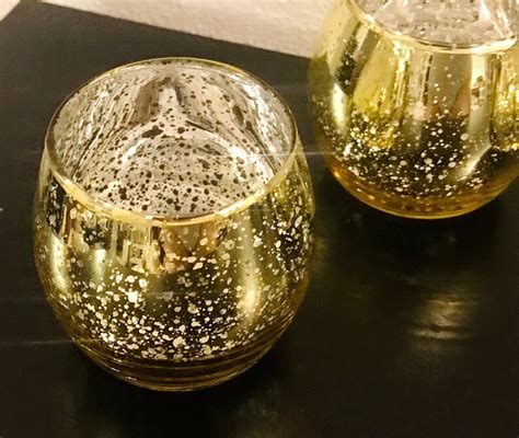 gold candle holders mercury glass votive or tea light candle etsy