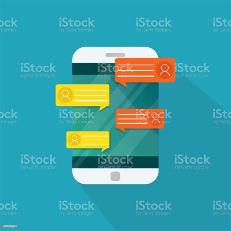 Mobile Phone Chat Message Notifications Isolated On Color Background