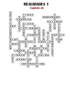 Welcome to online spanish crosswords, a new one released daily. SPANISH - CROSSWORD - Realidades 1 Capítulo 2A by ...