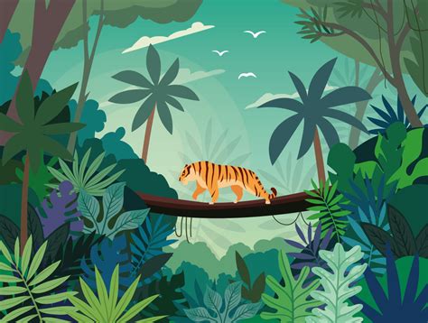 Jungle Illustration : Welcome To The Jungle Sketchbook For Kid Cute Animal In The Jungle Scene ...