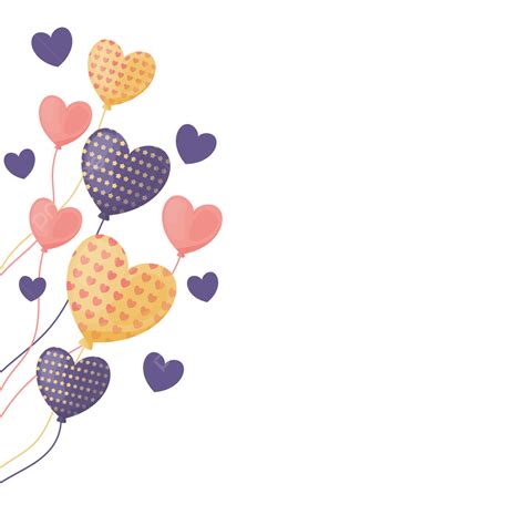 Gambar Balon Mengambang Hati Dengan Ilustrasi Dekorasi Pola Jantung Mengambang Balon PNG Dan