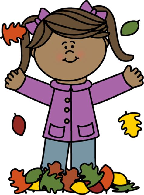 Girl Playing In Leaves Clip Art Girl Playing In Leaves Image