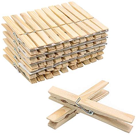 Esfun 100 Pack Bulk Wooden Clothespins Large Clothes Pegs Clips For