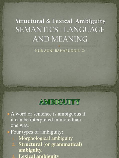 Lexical And Structural Ambiguity Ambiguity Definition