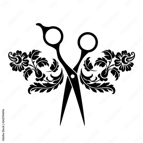 Beauty Salon Logo Barbershop Logotype Black Scissors On White