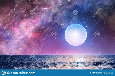 Full Moon In Night Starry Sky Stock Illustration Illustration Of
