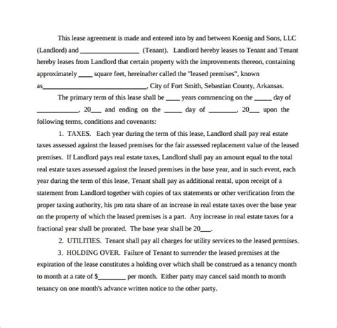 sample triple net lease forms   ms word