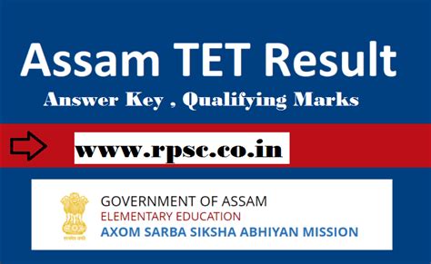 Assam Tet Result Ssa Assam Gov In Upper Lower Primary Tet Score