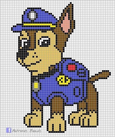 Pixel art pat patrouille : Chase Paw Patrol | Узоры для холста, Вышивки дисней, Схемы ...