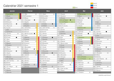 Calendrier 2021 à Imprimer Jours Fériés Vacances Numéros De Semaine