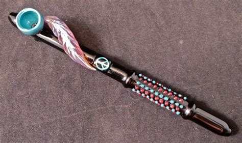 Items Similar To Native Medicine Glass Peace Pipe With Peyote Beads