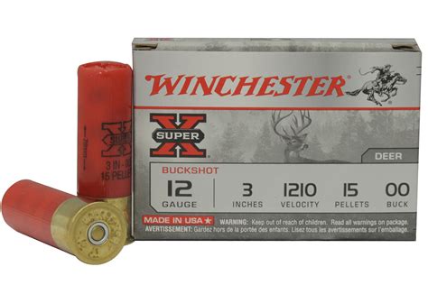 winchester 12 ga 3 inch 15 pellet 00 buckshot super x 5 box for sale online ammunition store