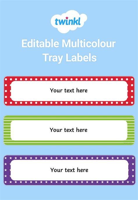 Editable Multicoloured Tray Labels Classroom Organisation Primary