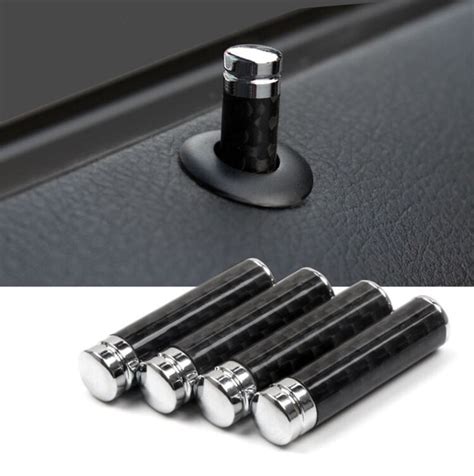 4x Carbon Fiber Door Lock Stick Pin Cap Car Interior Styling For Dodge