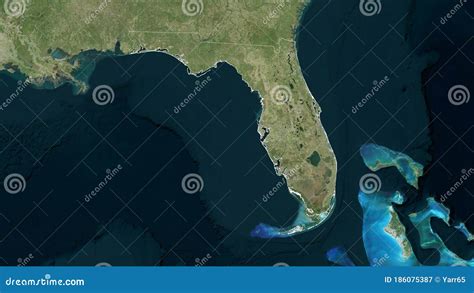 Florida United States Outlined Satellite Stock Illustration