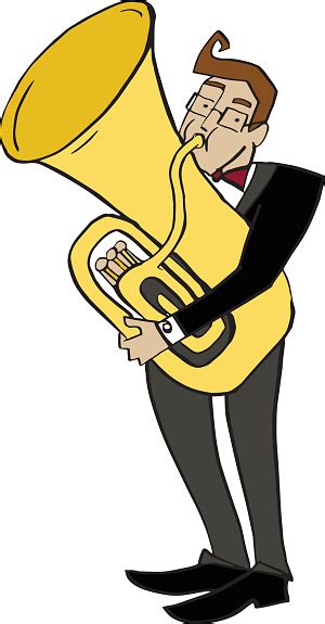 Vector Cartoon Tubist Musician Playing A Tuba Stock Illustration