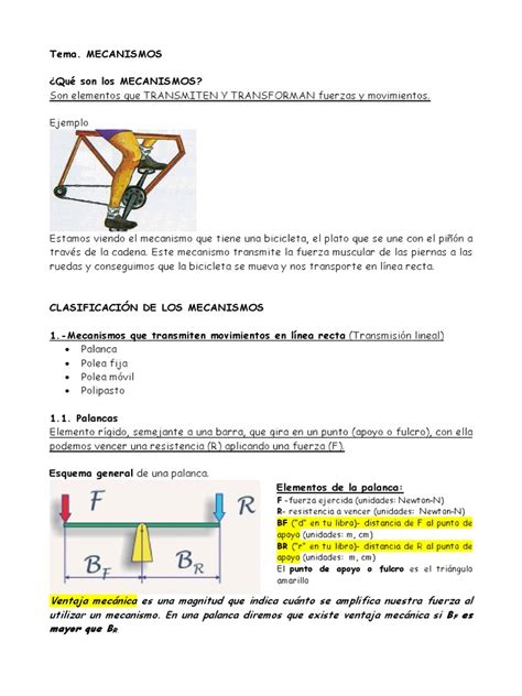 Mecanismos Tema 6 Pdf Engranaje Palanca