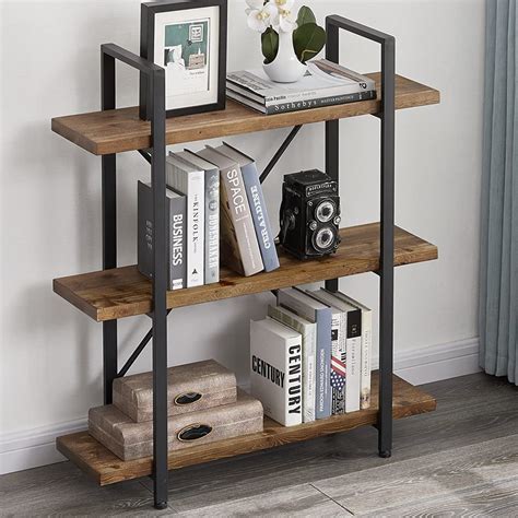 Buy Ibf 3 Shelf Bookcase 3 Tier Bookshelf Solid Wood Retro Modern