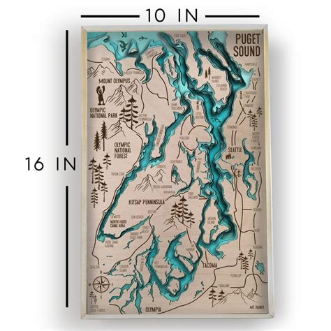 Puget Sound Topographic Layered Wooden Map By Bright On Birch Etsy