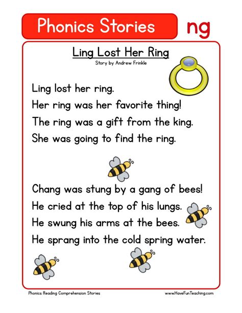 Related passages with question sets build critical comprehension skills. Reading Comprehension Worksheet - Ling Lost Her Ring