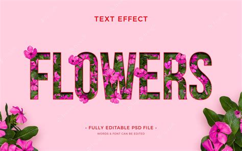 Premium Psd Flat Design Flowers Text Effect