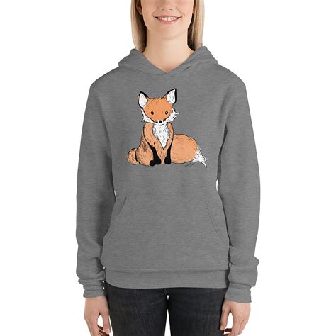 Fox Hoodie Hand Drawn Fox Sweater Etsy