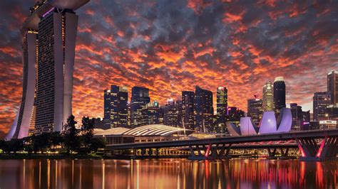 1920x1080 Singapore Skyscrapers Marina Bay Sands Evening 4k Laptop Full