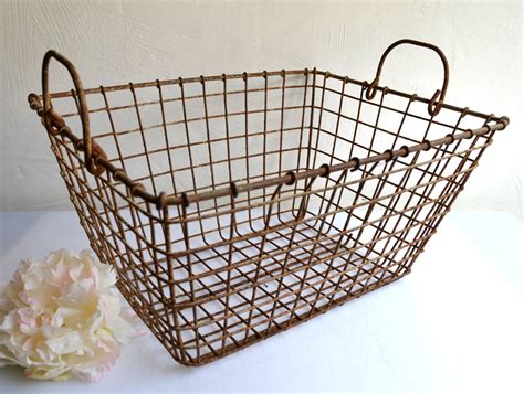 Large Vintage French Wire Oyster Fishing Basket Industrial Etsy
