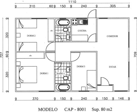 Plano Casa 60 M2 3 Habitaciones Prefabricada Design Floor Plans